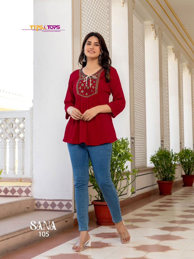 Sana Vol 3 By Tips Tops Rayon Short Ladies Top Wholesale Shop in Surat
